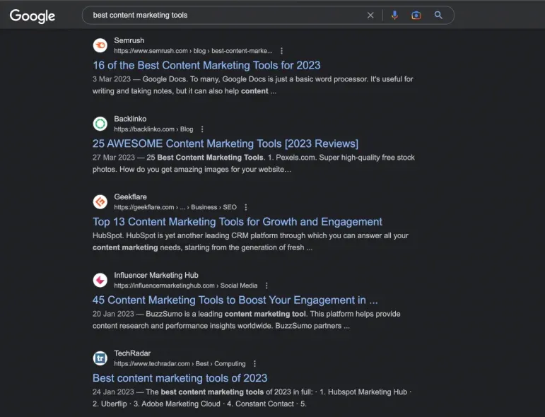 Keyword results in Keyword.com