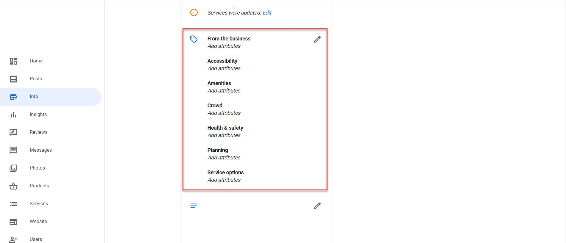Google Business Profile Attributes