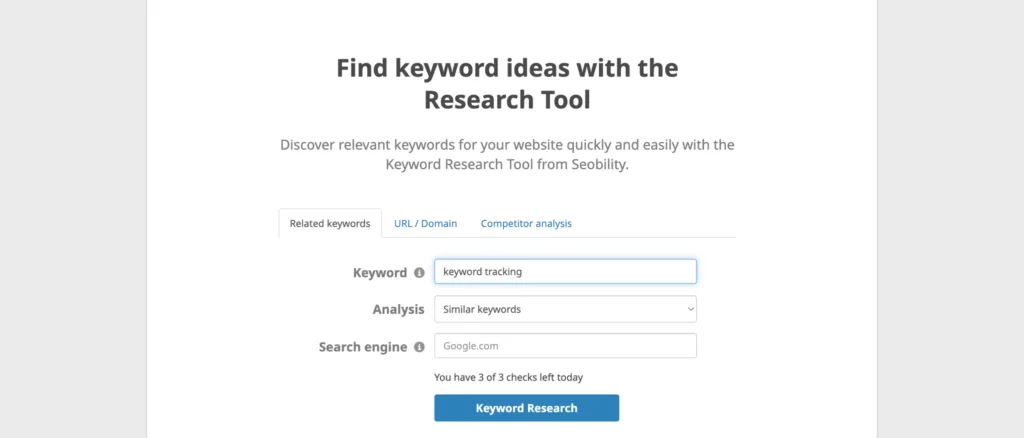 SEO Automation Tools - Seobility For Keyword Research