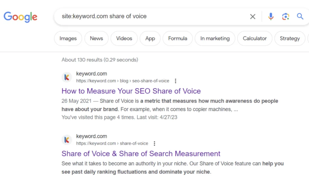 SOV Landing Pages in SERPs 