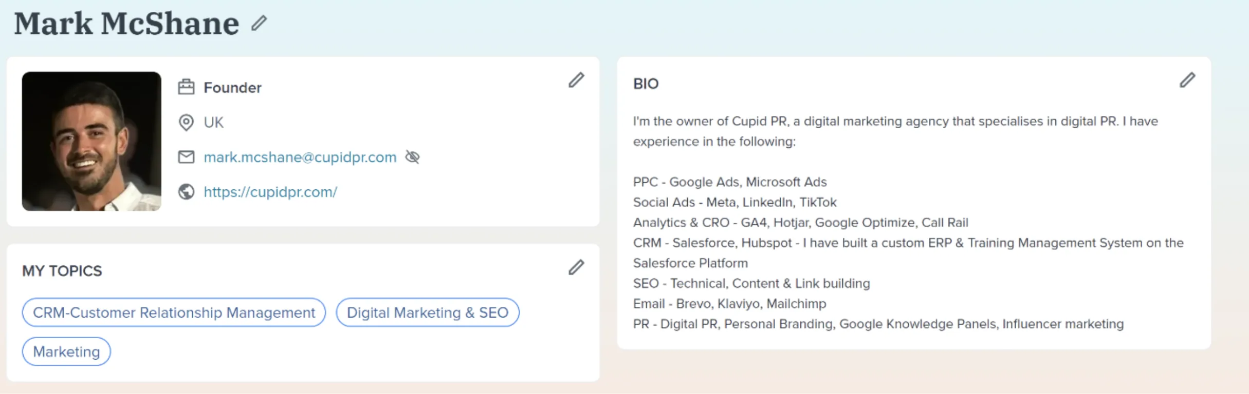 Mark McShane HARO profile