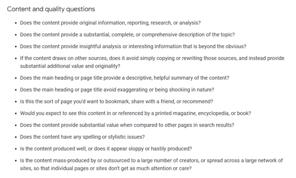 Content Quality Questions