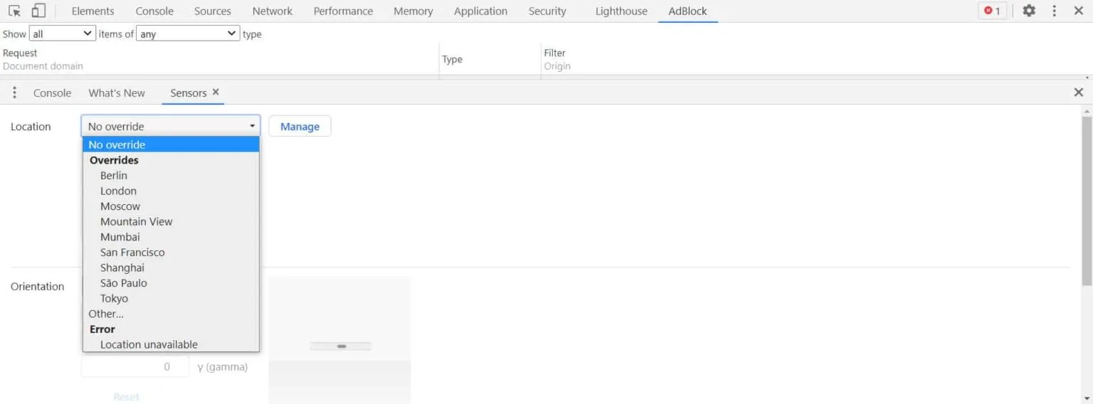 google chrome dev tools override