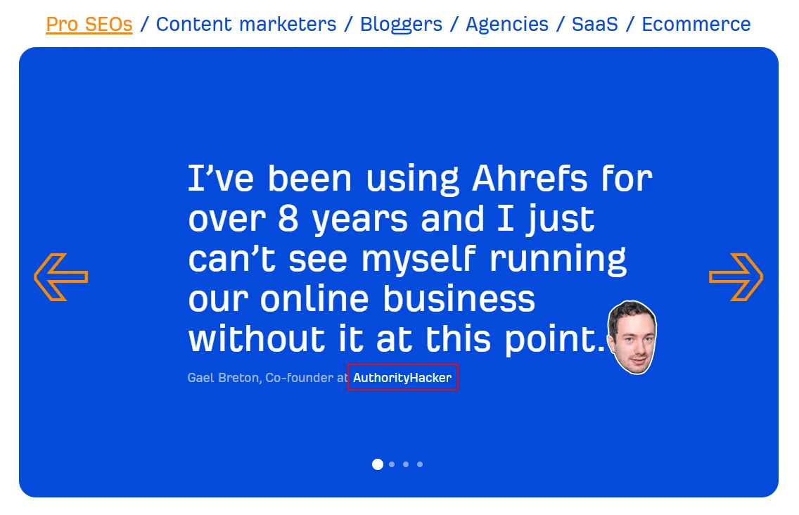 testimonial link building - ahref